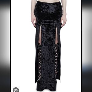 Dolls Kill Black Velvet Maxi Skirt